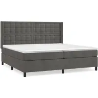 vidaXL Lit boxspring avec matelas gris foncé 200x200 cm velours