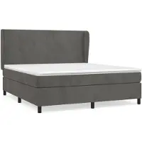 vidaXL Lit boxspring avec matelas gris foncé 180x200 cm velours