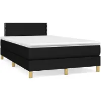 vidaXL Lit boxspring avec matelas noir 120x200 cm Tissu