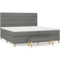 vidaXL Lit boxspring avec matelas gris foncé 200x200 cm Tissu