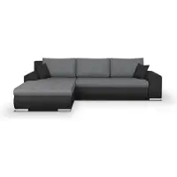 Cstore CANAPÉ D'ANGLE CONVERTIBLE ET RÉVERSIBLE 5 PLACES INDIAN - TISSU GRIS CLAIR ET ANTHRACITE