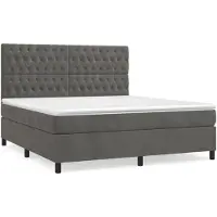 vidaXL Lit boxspring avec matelas gris foncé 180x200 cm velours