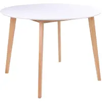 Ebuy24 Voos Table de salle à manger, Ø105 cm, en blanc et teinte naturelle.