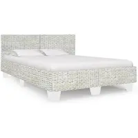 vidaXL Cadre de lit Gris Naturel Rotin 140 x 200 cm