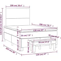 vidaXL Lit boxspring avec matelas gris foncé 120x200 cm velours