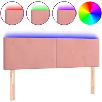 vidaXL LED Tête de lit rose 144x5x78/88 cm velours