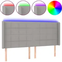 vidaXL Tête de lit LED gris clair 203x16x118/128 cm Tissu