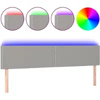 vidaXL Tête de lit LED gris clair 200x5x78/88 cm Tissu