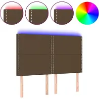 vidaXL Tête de lit LED brun foncé 144x5x118/128 cm Tissu