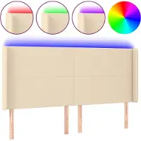 vidaXL Tête de lit LED Crème 183x16x118/128 cm Tissu