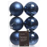 Christmas Decoration Boules de Noël en plastique 8cm 6 pièces - Bleu nuit