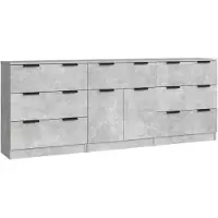 vidaXL Ensemble de 3 sideboards en bois gris béton