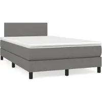 vidaXL Lit boxspring avec matelas gris foncé 120x200 cm Tissu