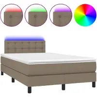 vidaXL Lit Boxspring avec matelas & LED Taupe 120x200 cm Tissu