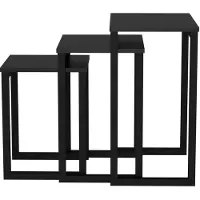 Vdd Ensemble de 3 tables d'appoint industrielles noires : économiser de l'espace avec style