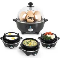 GADGY Cuiseur à oeuf - Gadgy - Chauffe oeuf - 7 œufs - Ensemble de 3 pièces - Cuiseur oeuf, légumes, et plus - Verre doseur inclus
