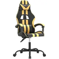 vidaXL Chaise gaming pivotante Noir et doré Simili cuir