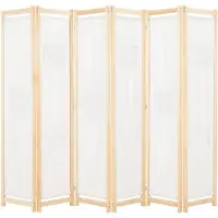 vidaXL Cloison de séparation 6 panneaux Crème 240 x 170 x 4 cm Tissu