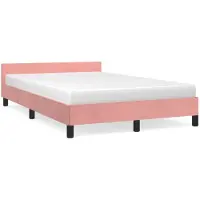 vidaXL Cadre de lit avec tête de lit sans matelas rose 120x200 cm velours