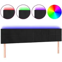 vidaXL LED Tête de lit noir 200x5x78/88 cm velours