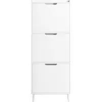 SoBuy FSR151-H-W Armoire à chaussures avec 3 volets, buffet à chaussures, étagère à chaussures, boîte à chaussures, armoire de couloir, armoire de rangement pour chaussures
