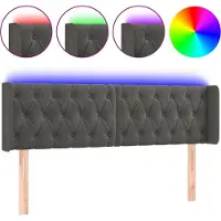 vidaXL Tête de lit LED gris foncé 147x16x78/88 cm velours