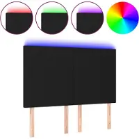 vidaXL Tête de lit LED noir 144x5x118/128 cm Tissu