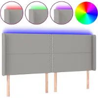 vidaXL Tête de lit LED gris clair 203x16x118/128 cm Tissu