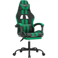 vidaXL Chaise de jeu avec repose-pieds Pivotante Noir & Vert Similicuir