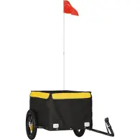 vidaXL Remorque vélo noir et jaune 30 kg de fer