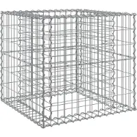 vidaXL Corbeille à gabion argentée 70x70x65 cm Fer galvanisé