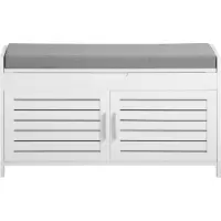SoBuy FSR102-W Meuble de rangement - Meuble à chaussures blanc avec banc et 2 portes
