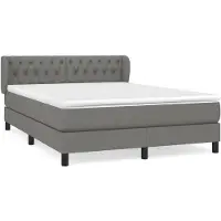 vidaXL Lit boxspring avec matelas gris foncé 140x190 cm Tissu