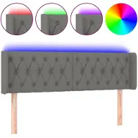 vidaXL Tête de lit LED gris foncé 147x16x78/88 cm Tissu