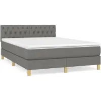 DKD Home Decor Lit boxspring avec matelas gris foncé 140x190 cm Tissu