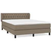 vidaXL Lit boxspring avec matelas Taupe 140x200 cm Tissu