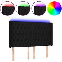 vidaXL Tête de lit LED noir 147x16x118/128 cm Tissu