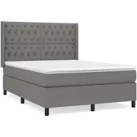 vidaXL Lit boxspring avec matelas gris foncé 140x190 cm Tissu