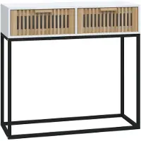 vidaXL Table console blanc 80x30x75 cm bois d'ingénierie et fer