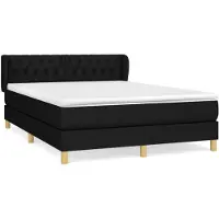 vidaXL Lit boxspring avec matelas noir 140x190 cm Tissu