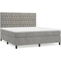 vidaXL Lit boxspring avec matelas gris clair 180x200 cm velours