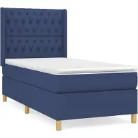 vidaXL Lit boxspring avec matelas bleu 100x200 cm Tissu