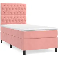 vidaXL Lit boxspring avec matelas rose 90x190 cm velours