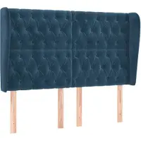 vidaXL Tête de lit avec oreilles bleu foncé 163x23x118/128 cm velours