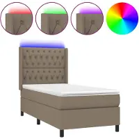 vidaXL Lit Boxspring avec matelas & LED Taupe 80x200 cm Tissu