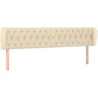 vidaXL Tête de lit avec oreilles Crème 203x23x78/88 cm Tissu