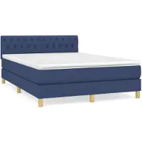 vidaXL Lit boxspring avec matelas bleu 140x200 cm Tissu