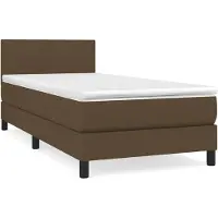 vidaXL Lit boxspring avec matelas brun foncé 90x200 cm Tissu