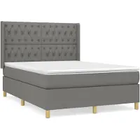 vidaXL Lit boxspring avec matelas gris foncé 140x190 cm Tissu