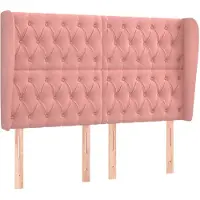 vidaXL Tête de lit avec oreilles rose 163x23x118/128 cm velours
